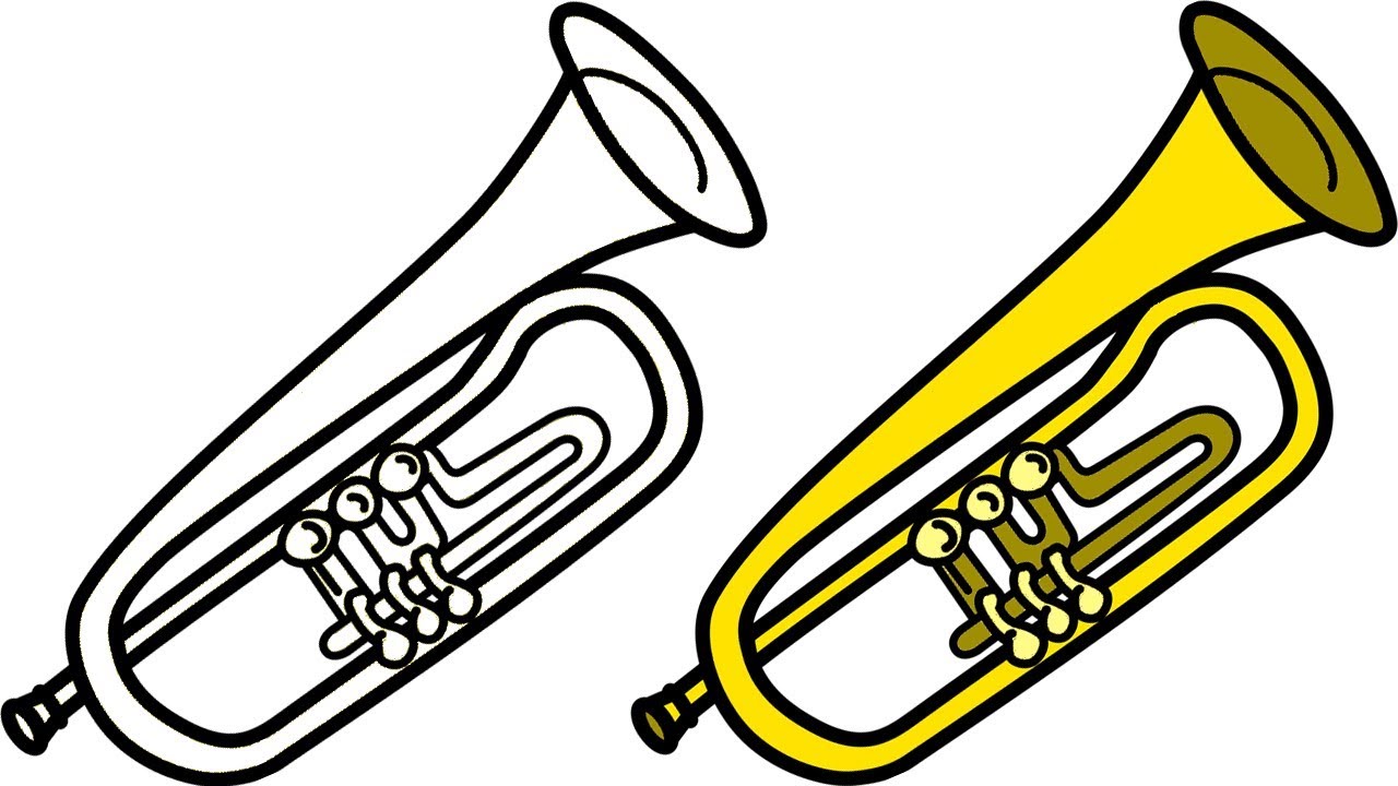 Simple Trumpet Drawing Sketch for Adult