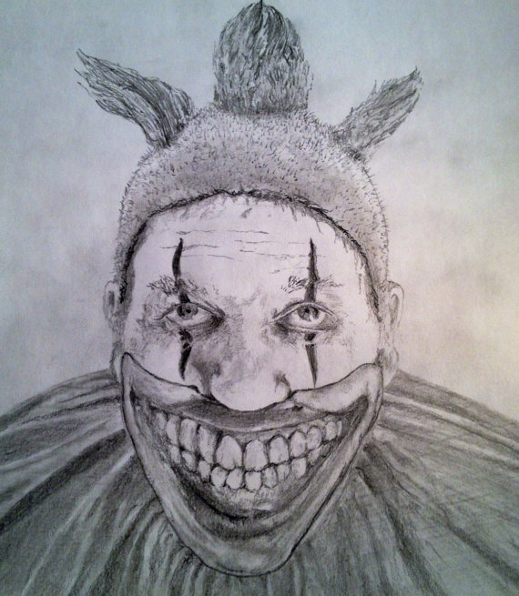 570x655 Twisty The Clown Original Pencil Drawing American By Chunkowood.