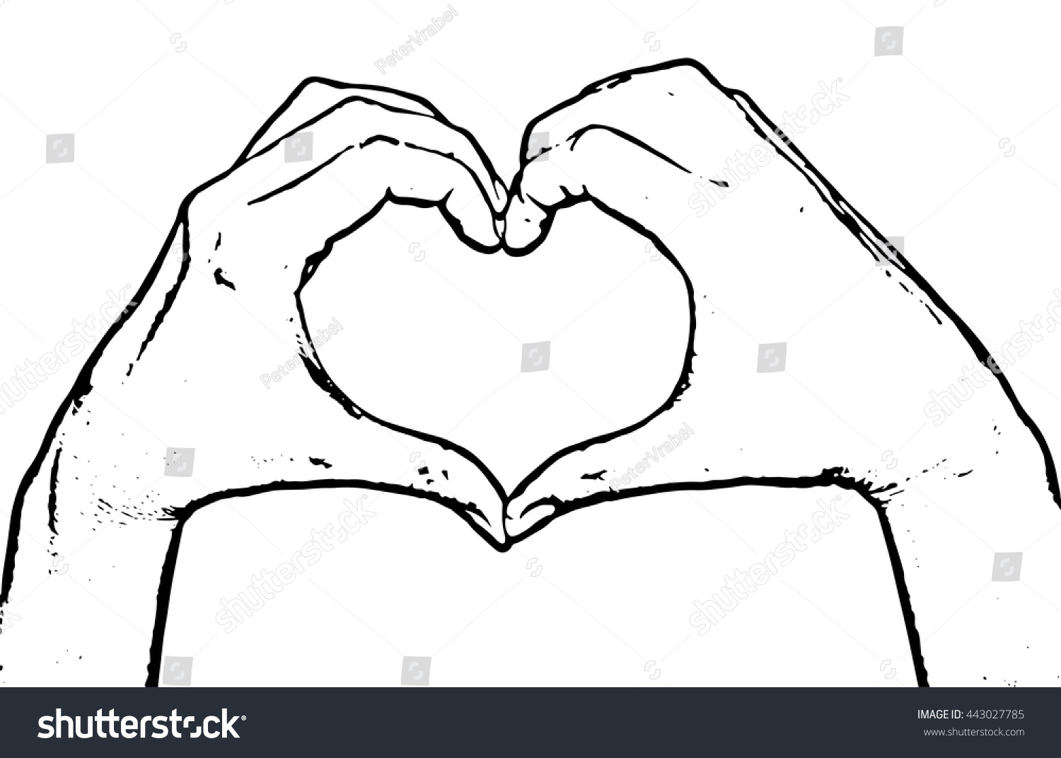 hands making a heart sketch