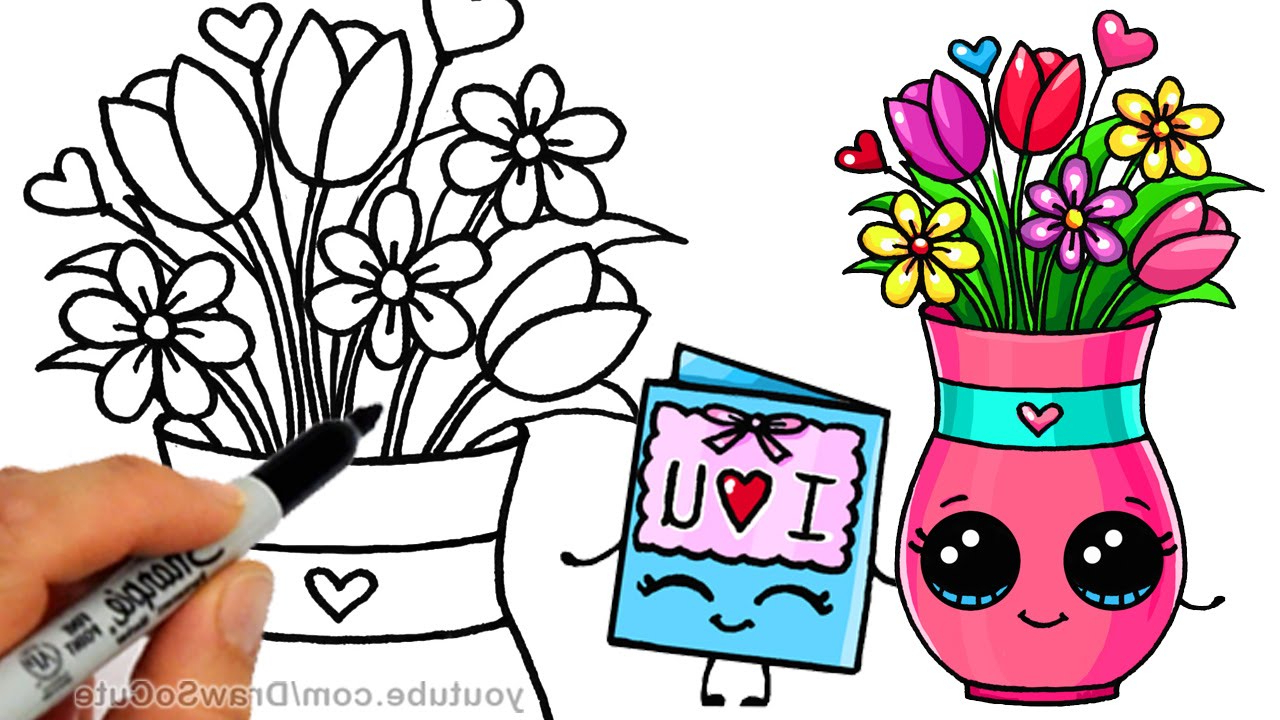 Featured image of post Flower Vase Drawing With Colour For Kids / Flower vase drawing for kids.