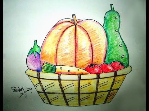 Vegetable Basket Drawing at GetDrawings | Free download