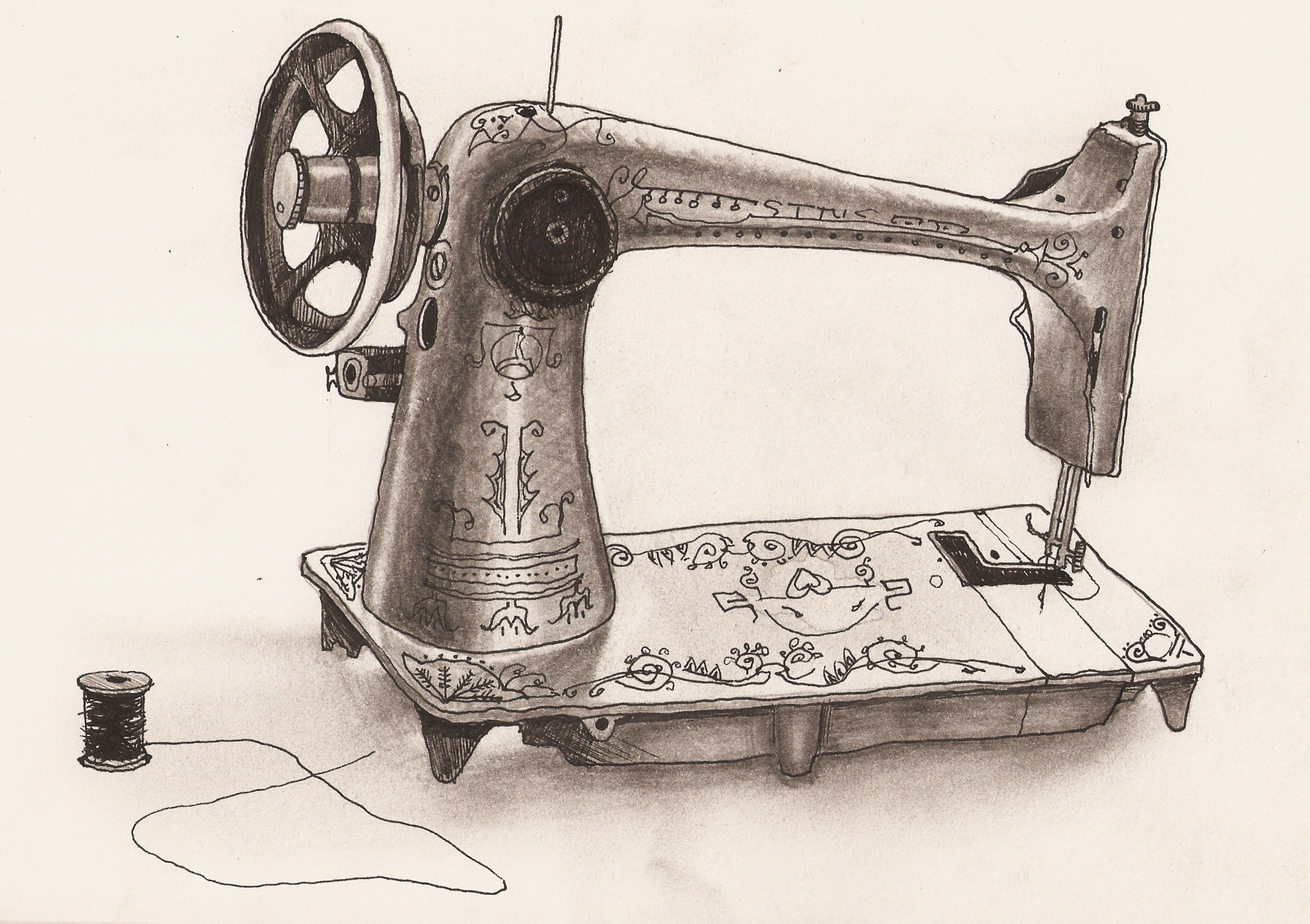 Vintage Sewing Machine Drawing at GetDrawings Free download
