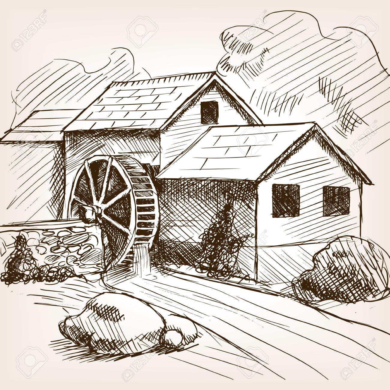 Water Wheel Drawing at GetDrawings Free download