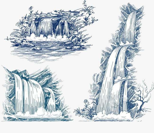 easy waterfall drawing colored
