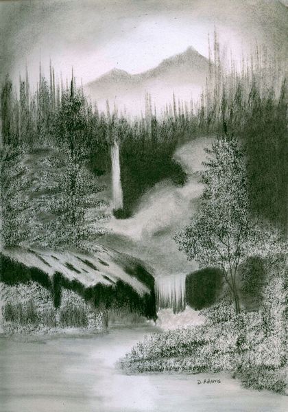 Waterfall Pencil Drawing at GetDrawings | Free download