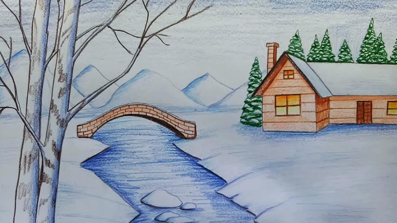 Winter Scene Drawing at GetDrawings Free download