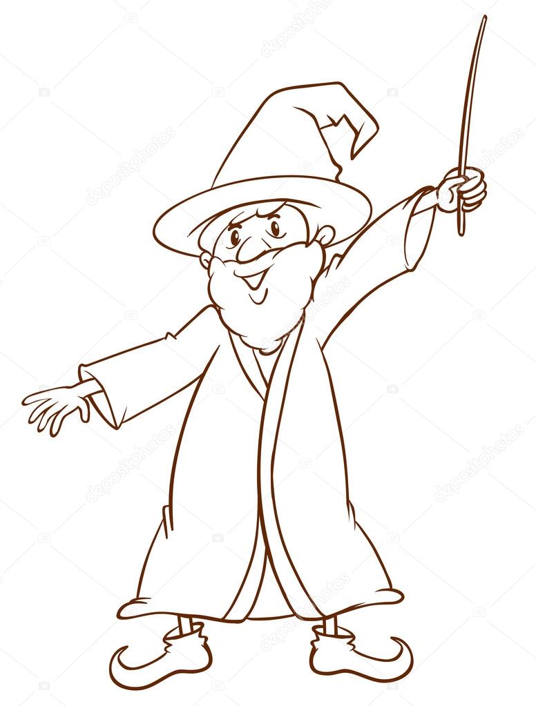 drawn wizard with a gun