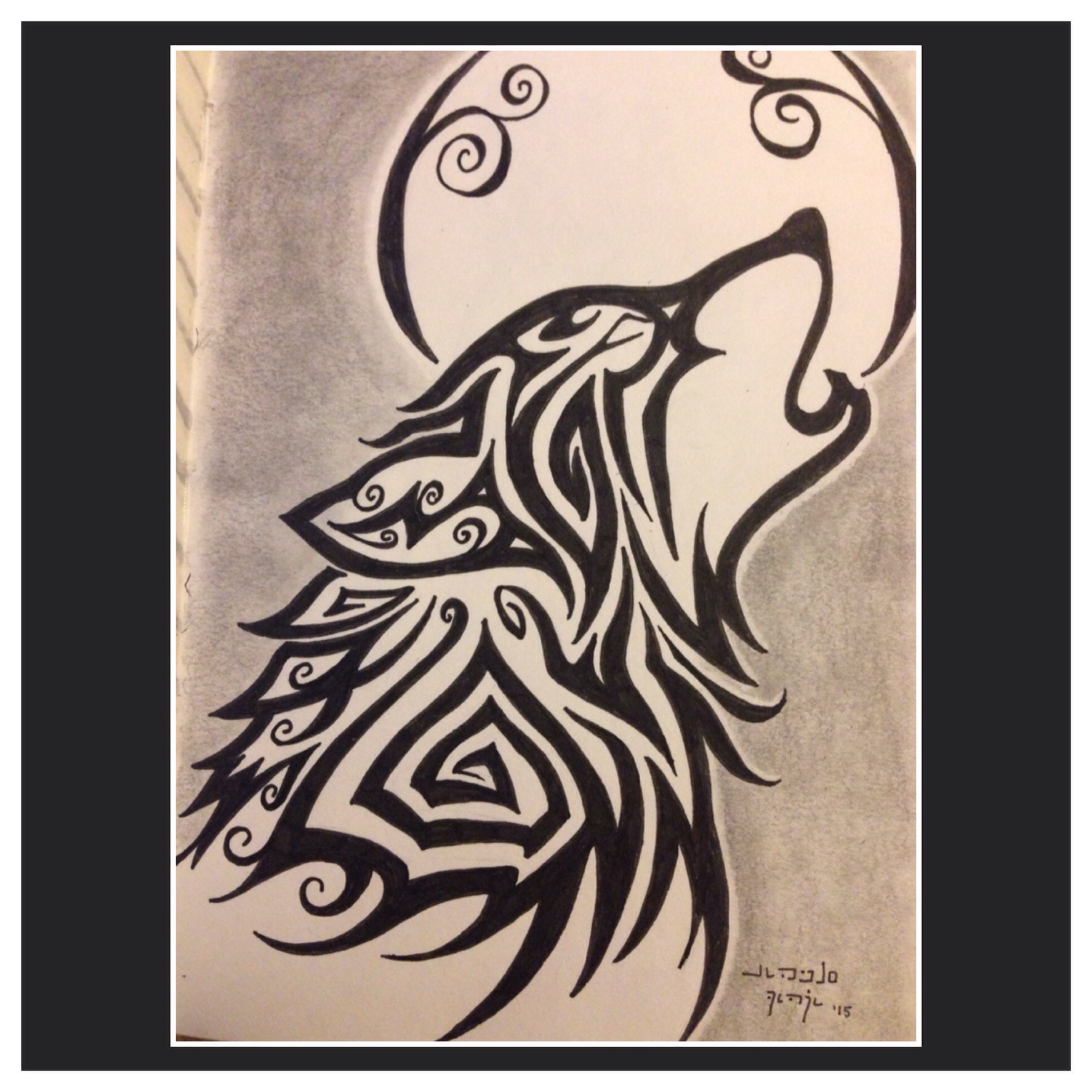 Wolf Howling At Moon Drawing at GetDrawings | Free download
