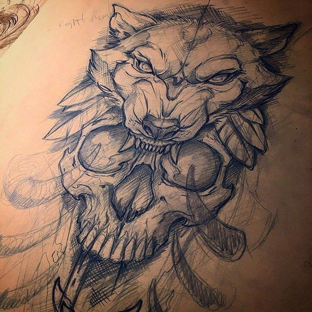 wolf skull tattoo