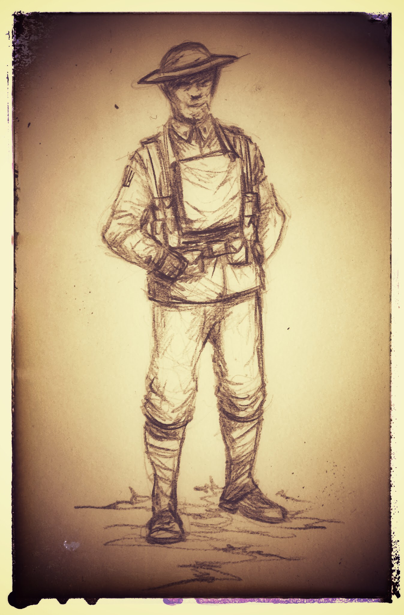 Simple Soldier Sketch Drawing with Realistic