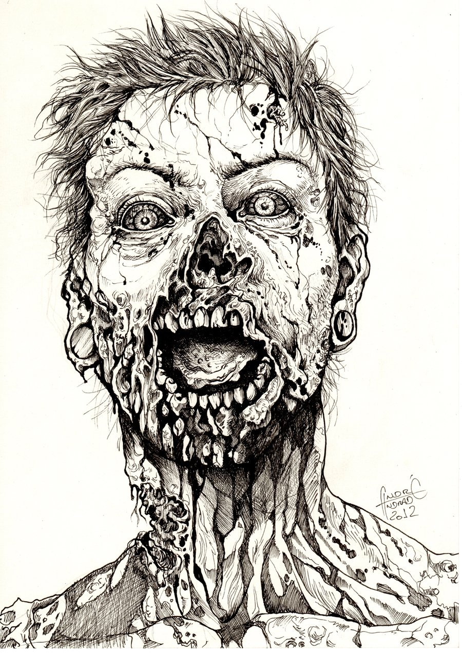 Zombie Face Drawing at GetDrawings Free download.