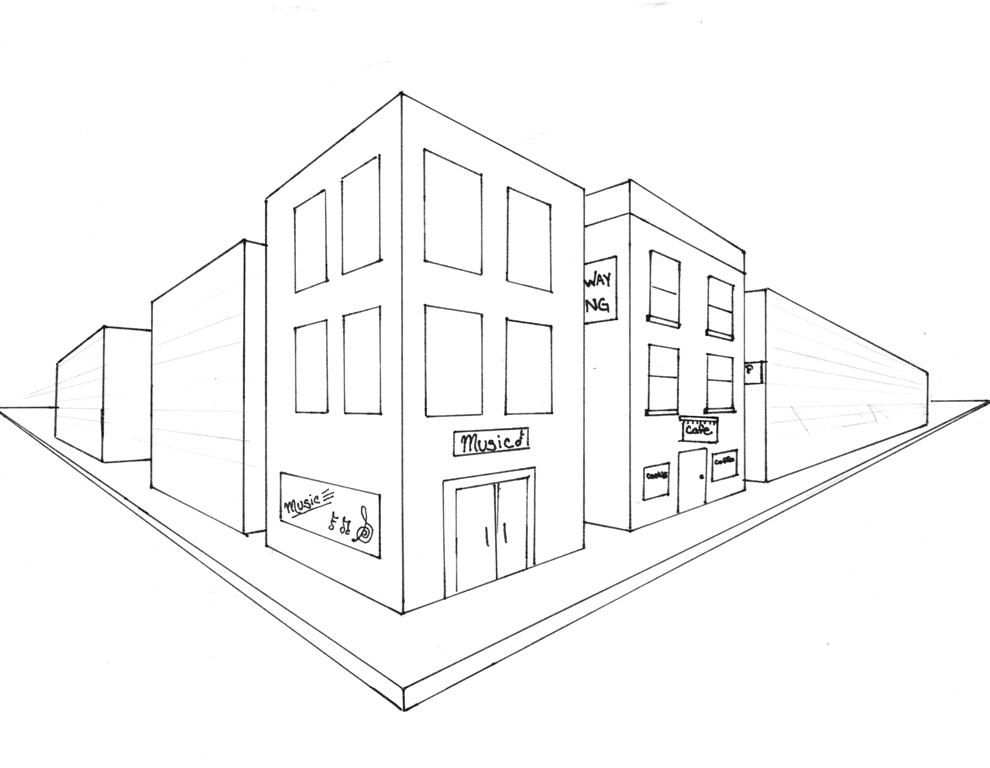 2 Point Perspective House Drawing at GetDrawings | Free download