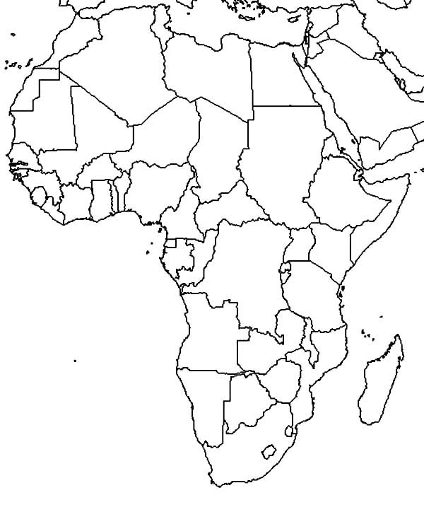 Africa Continent Coloring Page Africa Map Coloring Continent Pages