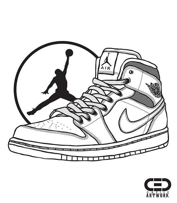 Air Jordan 1 Drawing at GetDrawings | Free download