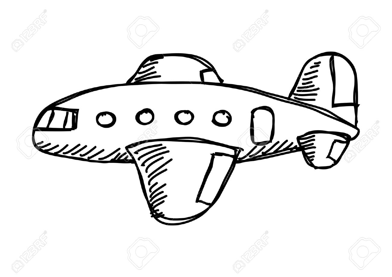 simple airplane drawing black and white