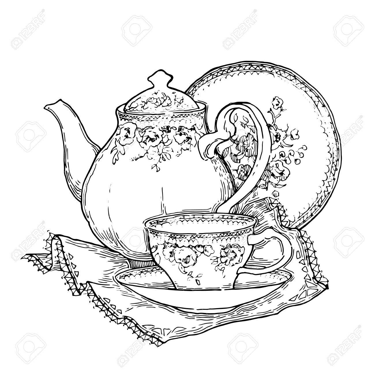 Alice In Wonderland Teacup Drawing at GetDrawings | Free download