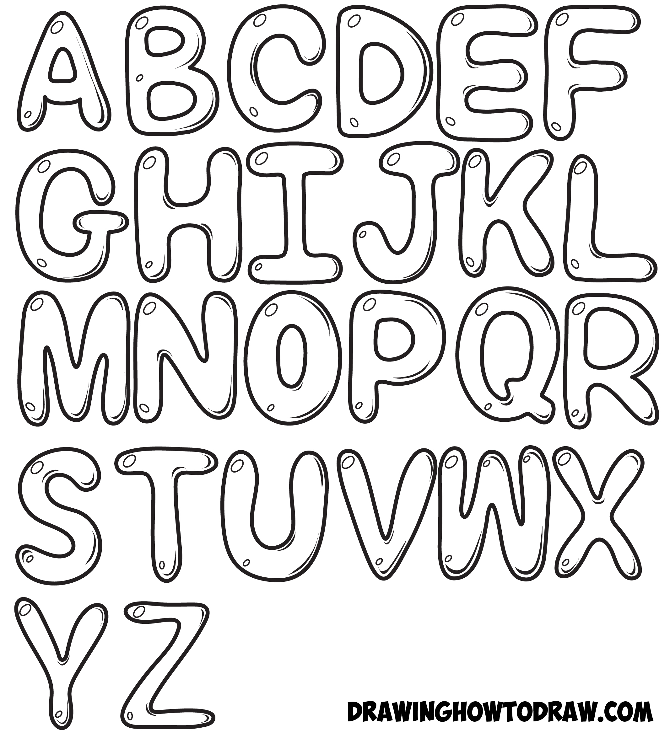 How To Draw Bubble Letters A Z Lowercase