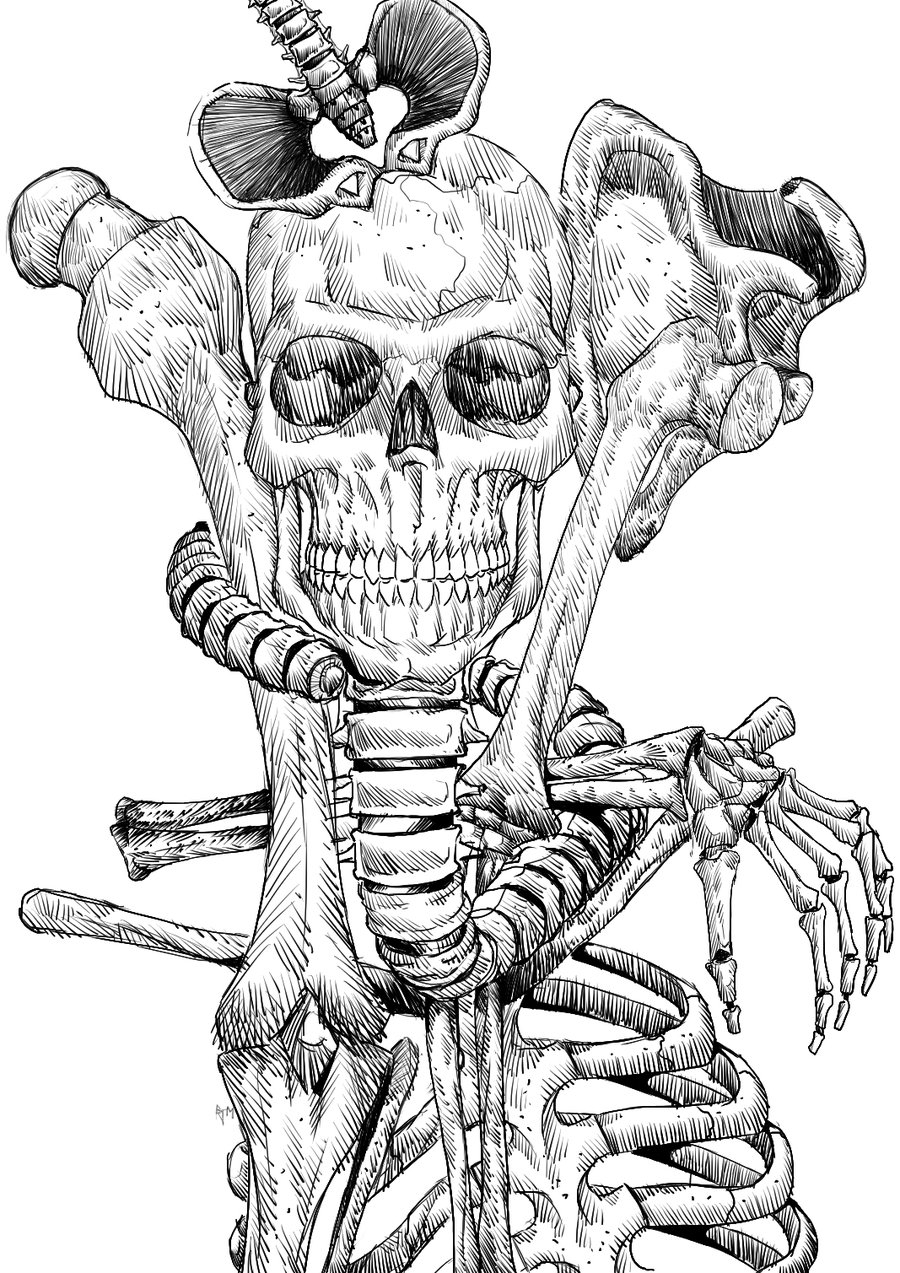 skeleton sketch drawings