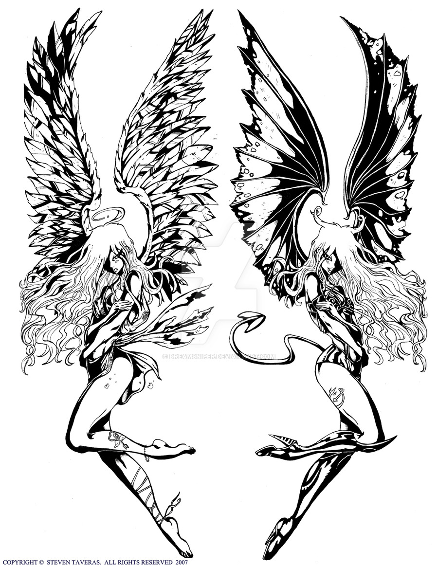 Angel And Devil Drawing At GetDrawings Free Download