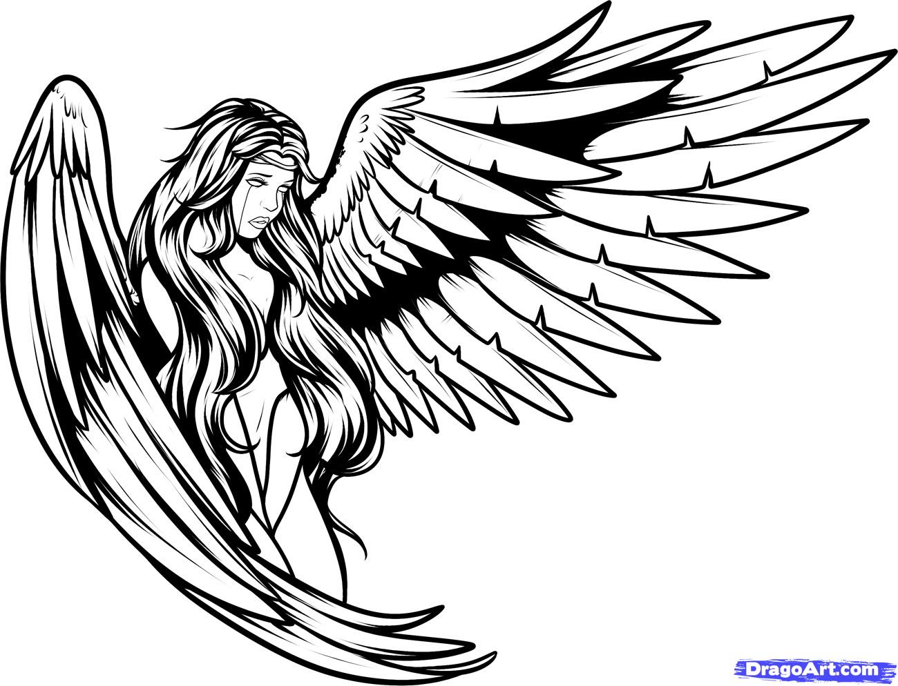 Angel Wings Line Drawing at GetDrawings | Free download