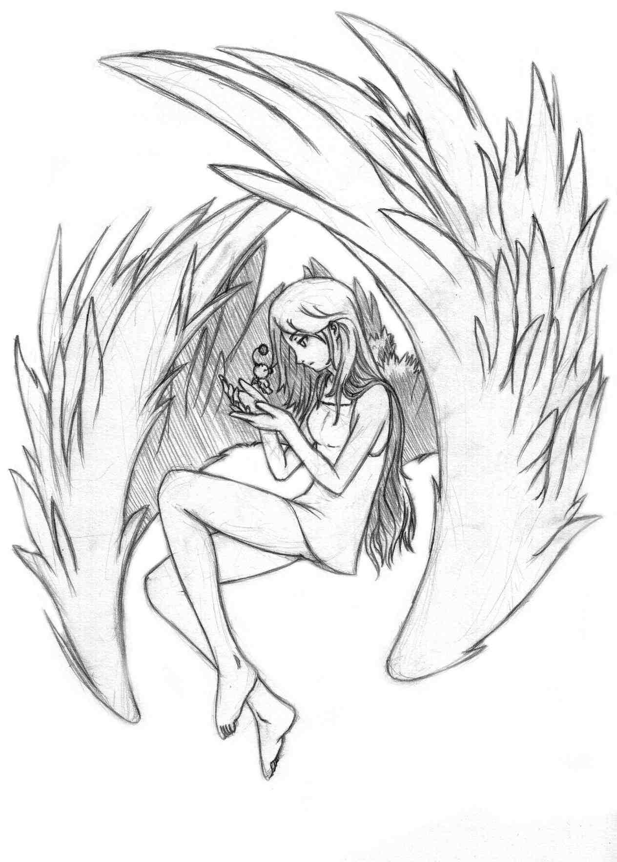 Angel With Wings Drawing at GetDrawings | Free download