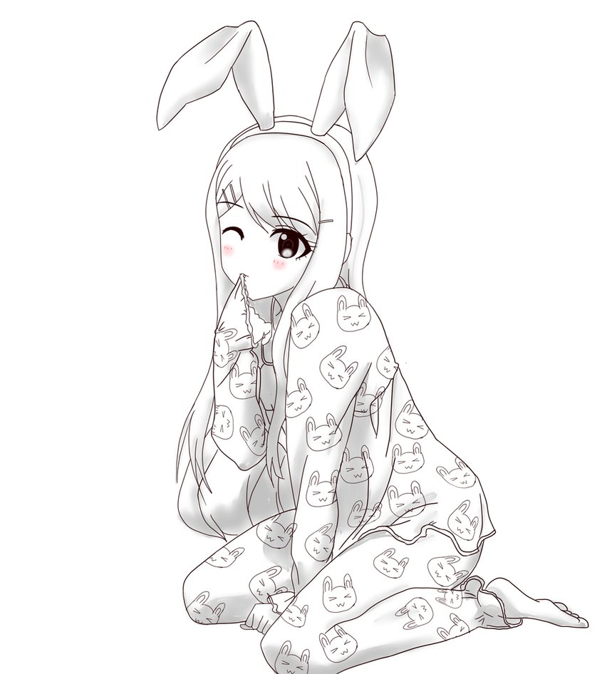 Lineart Bunny Anime Drawing Sayaka Chan Jerikuto Getdrawings Sketch Colorin...