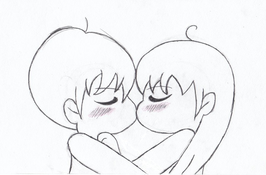 Anime Couple Kissing Drawing at GetDrawings | Free download
