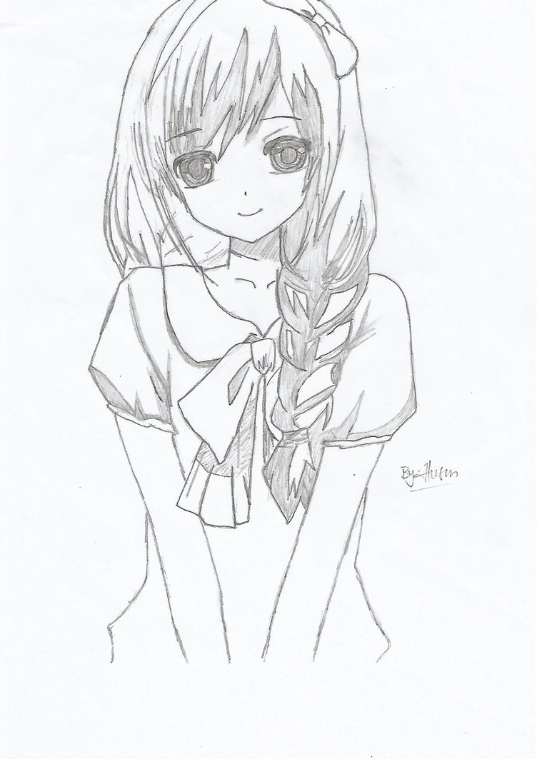 anime girl drawing sketch