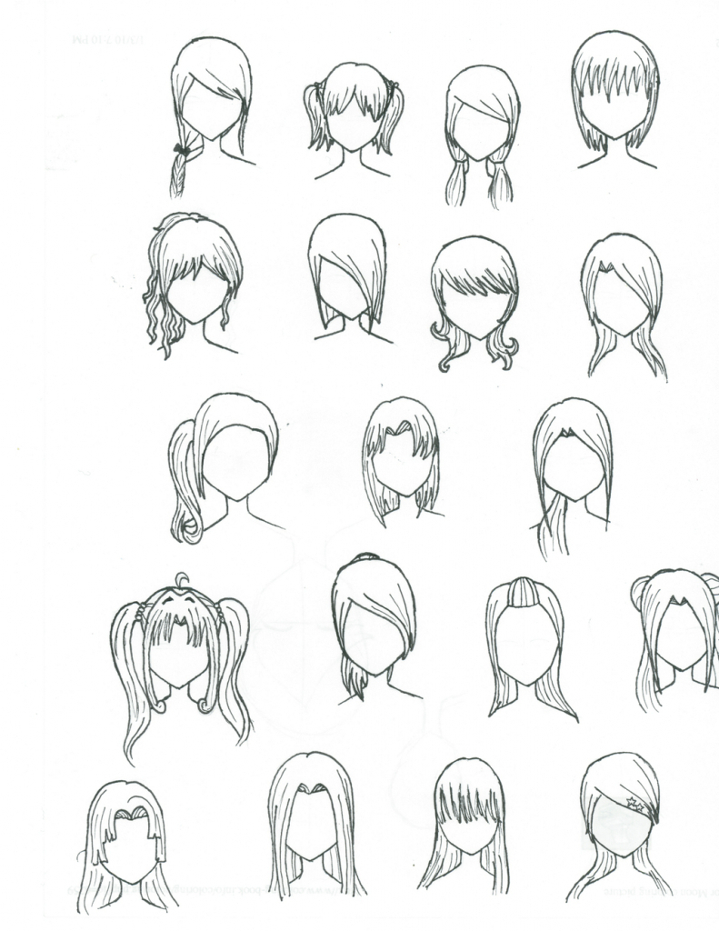 drawing anime girl hair