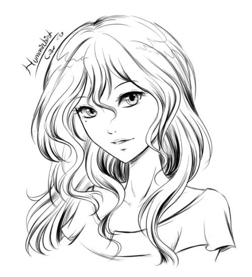 cute anime long hair anime girl coloring pages