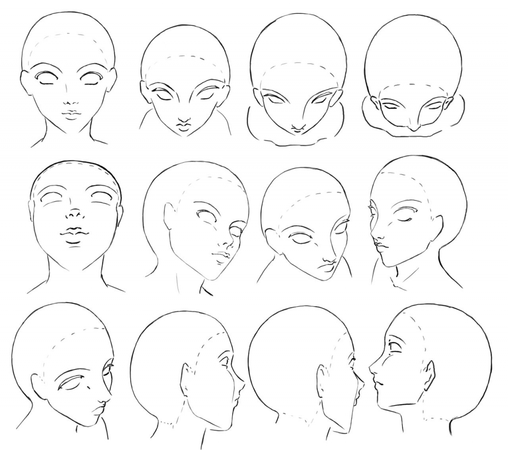 How To Draw Head Angles Anime First draw the outline of the head and