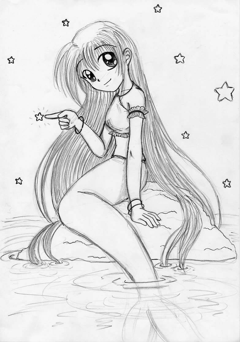 Anime Mermaid Drawing at GetDrawings | Free download