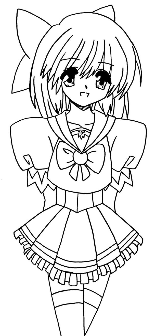 anime school girl coloring pages