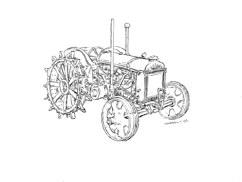 Antique Tractor Drawing at GetDrawings | Free download