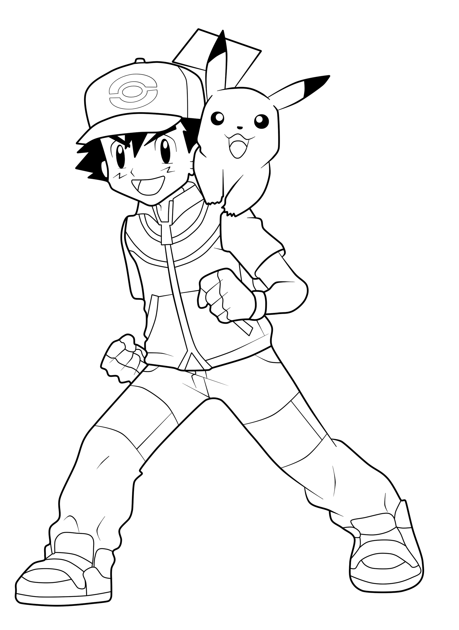 Cute Ash And Pikachu Pages Coloring Pages