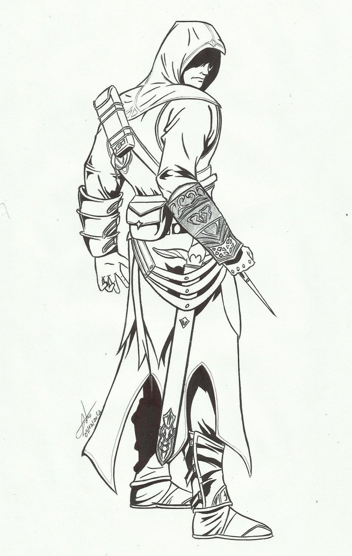 Assassin's Creed original art Altair colored pencil drawing Drawing