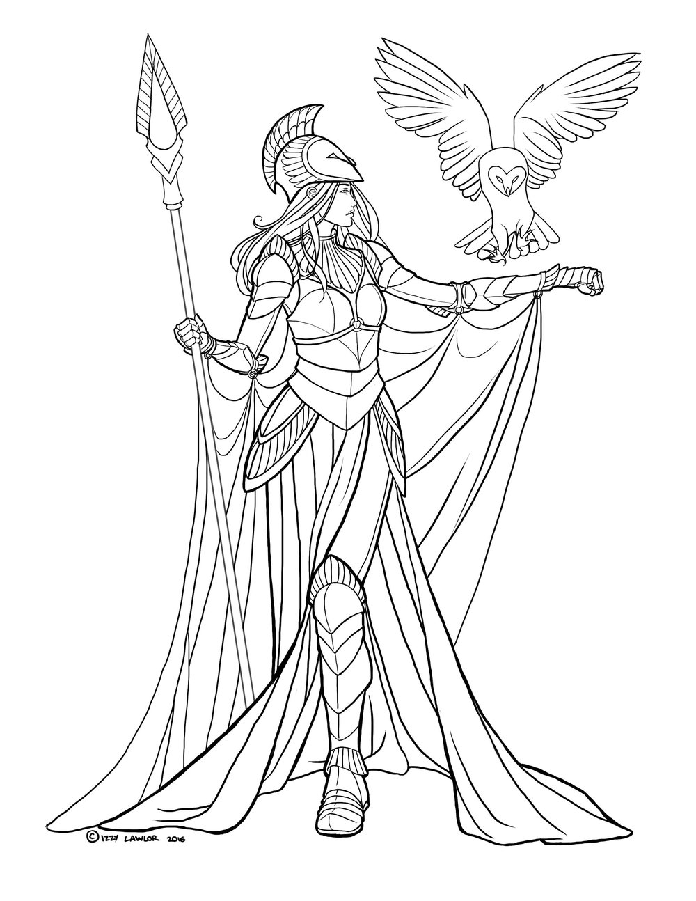 Athena Drawing Getdrawings Sketch Coloring Page.