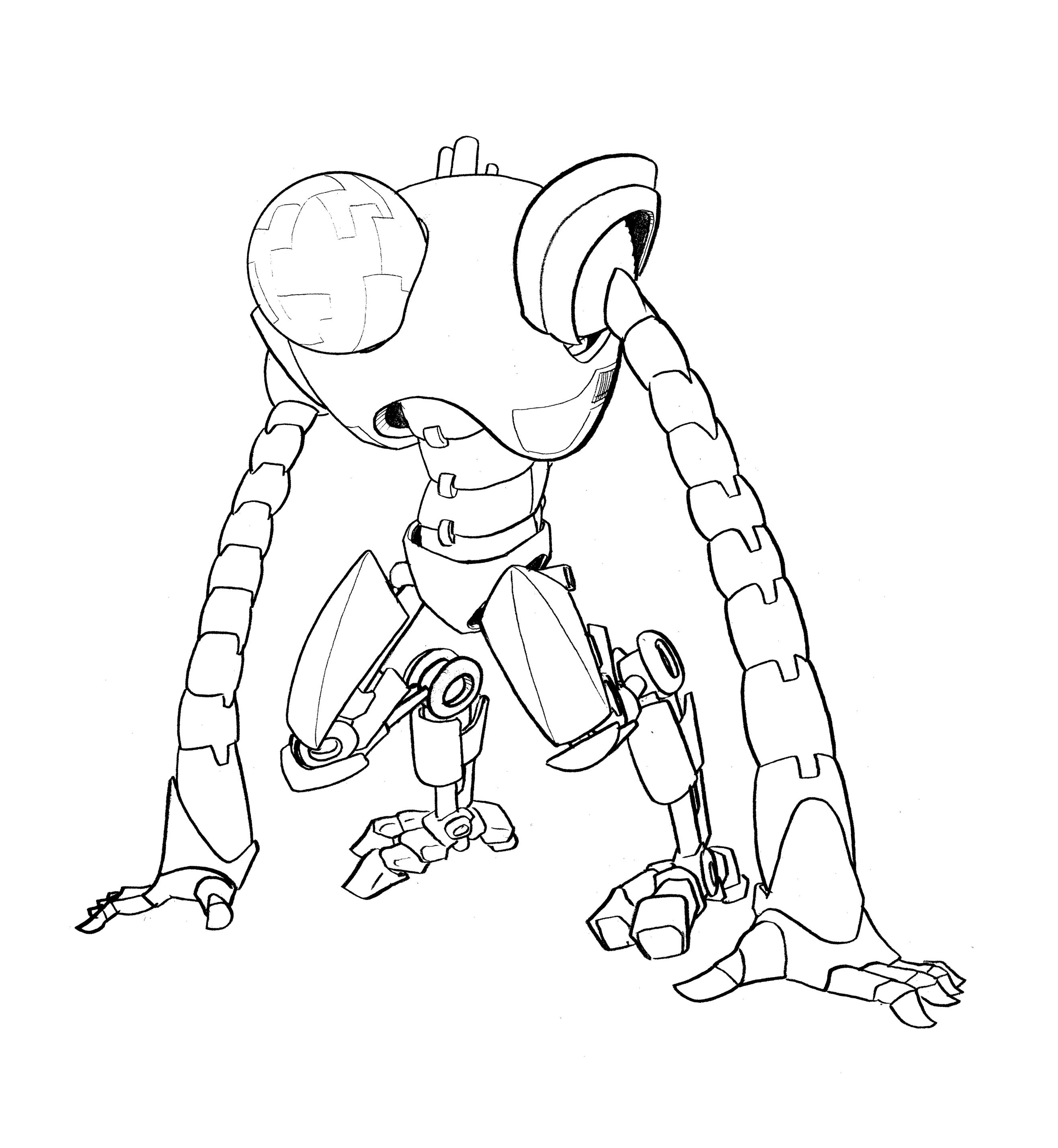 Robot Drawings Sketch Coloring Page