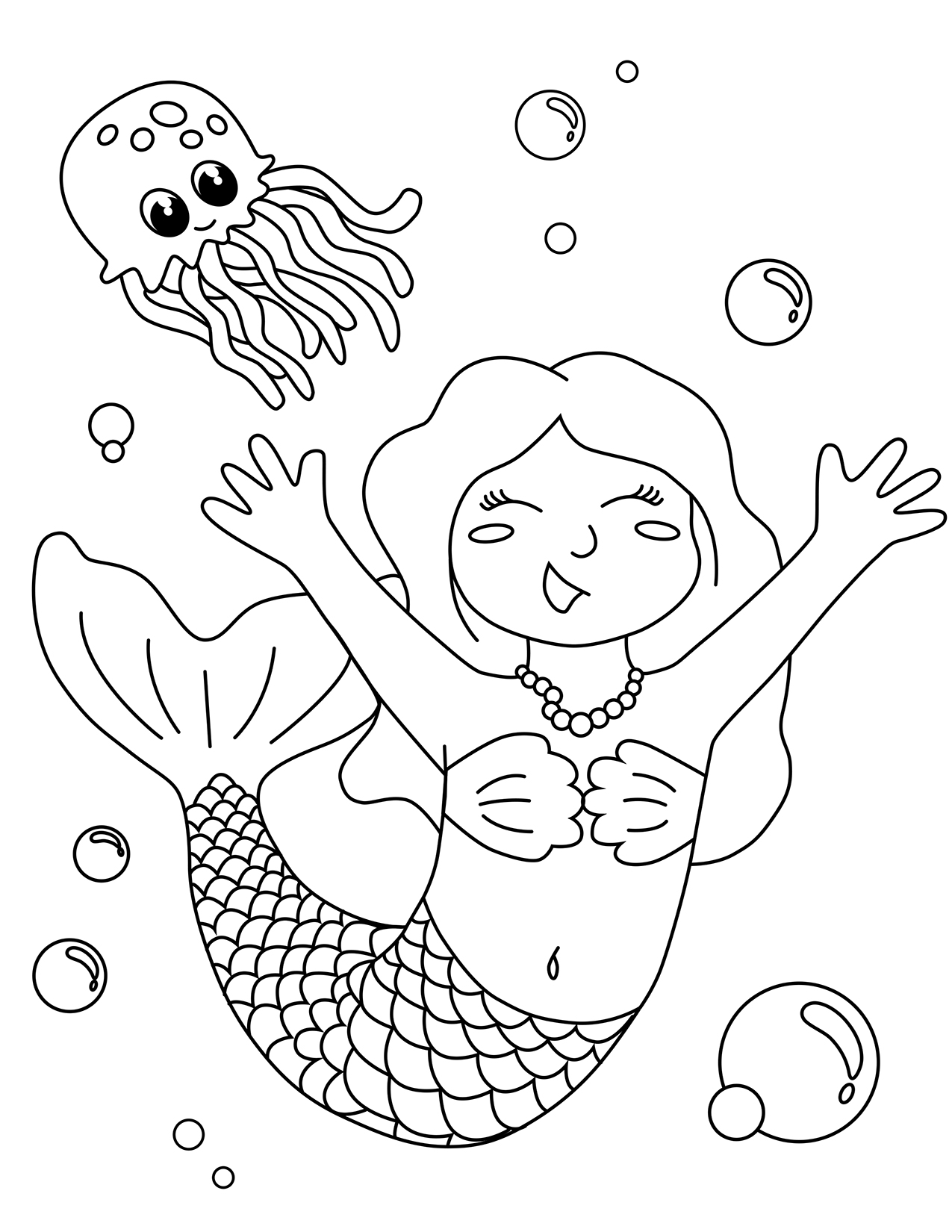 Baby Mermaid Princess Coloring Pages - Pdf instant download file a size