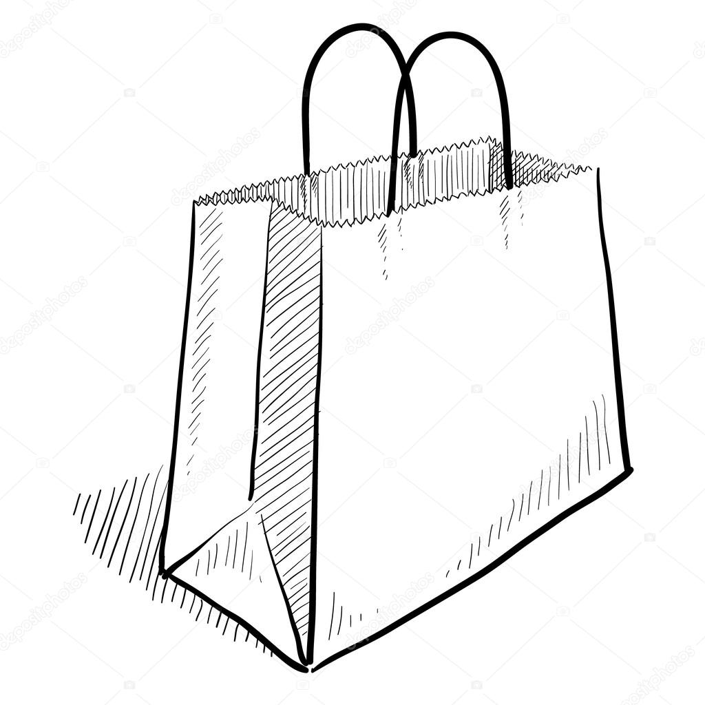 Shopping Bags Simple Drawing - Outline Of A Reusable Shopping Bag