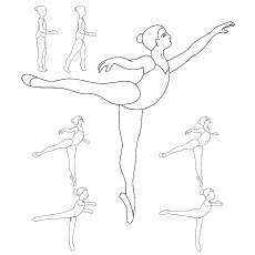 Ballet Ballerina Coloring Drawing Positions Poses Printable Getdrawings Ske...