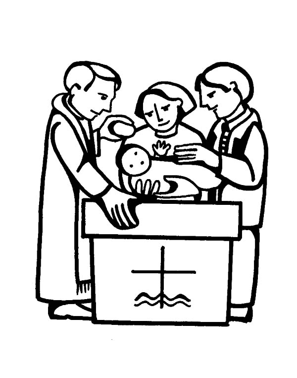 Black and White Pouring Pitcher Baptism Clipart