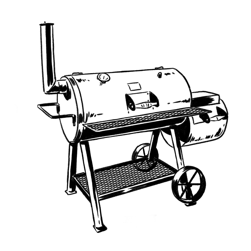 Barbecue Bbq Drawing Smoker Offset Glossary Getdrawings Fig Sketch Coloring...