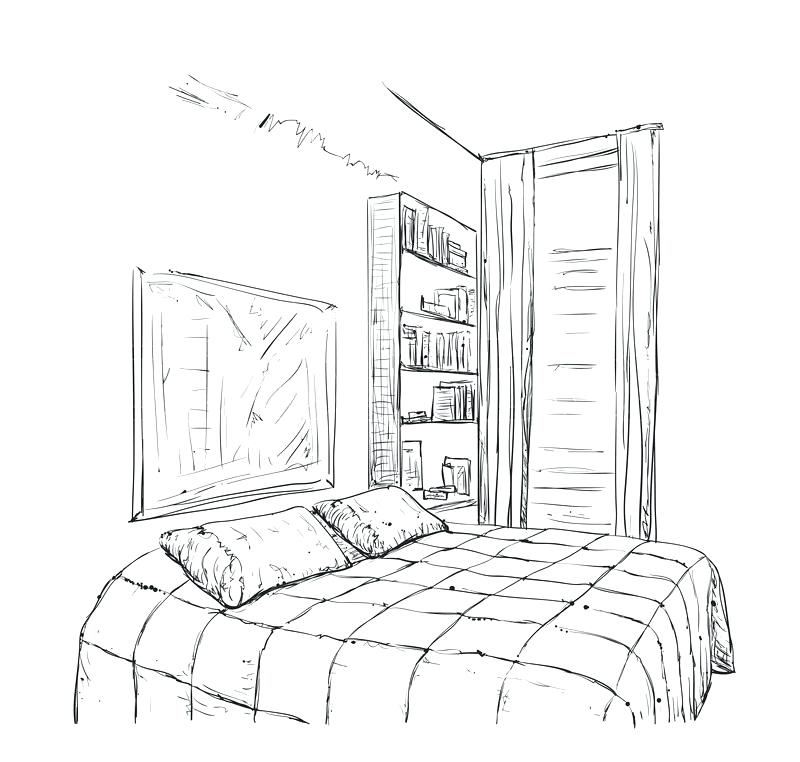 View Bedroom Pencil Sketch Behr PNG