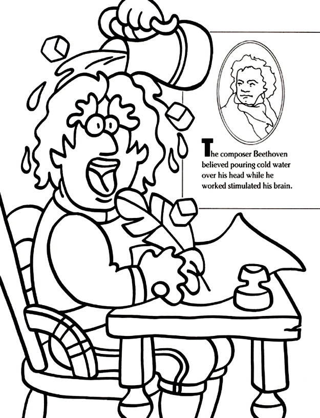 Simple Beethoven Coloring Page for Kindergarten