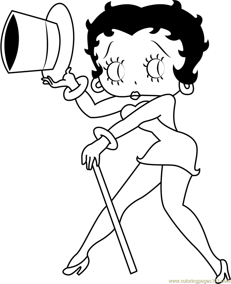 Betty Boop Coloring Drawing Pages Pdf Cartoon Getdrawings Coloringpages101 Sketch...