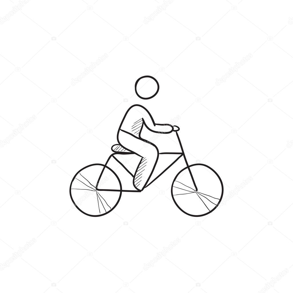 Человек сидит на велосипеде рисунок