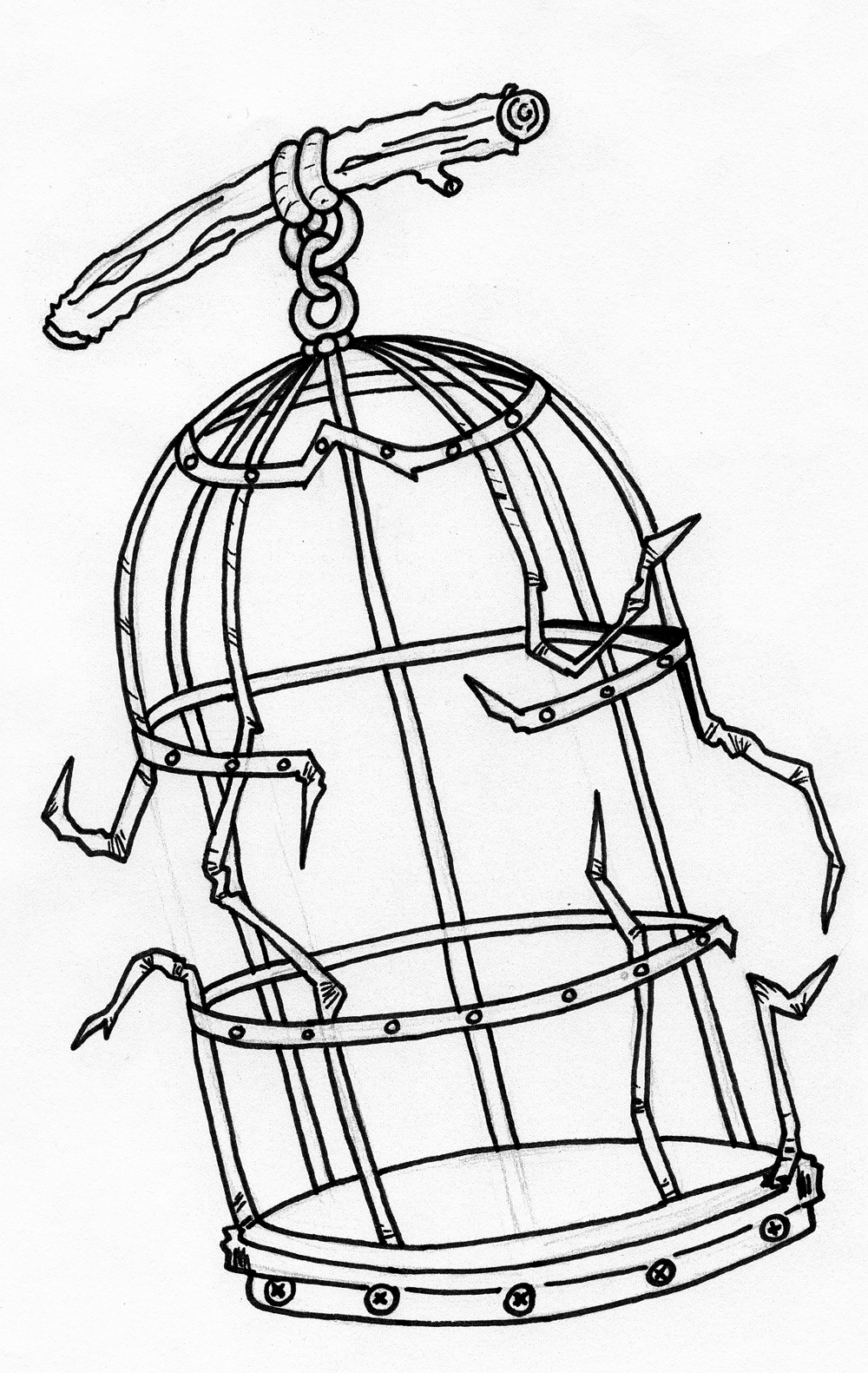 Bird Cage Drawing at GetDrawings | Free download