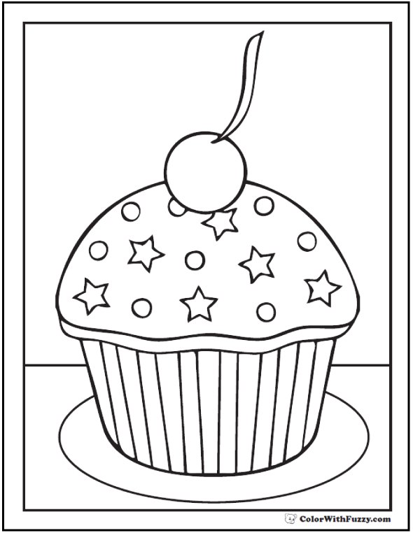 New Happy Birthday Cupcake Sketch Drawing for Beginner