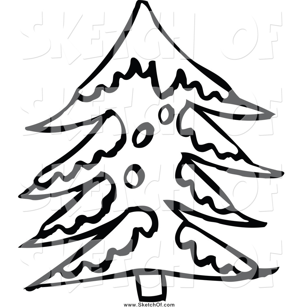 black and white christmas tree outline clipart